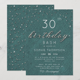 Chic Jewels Emerald Sparkle Glitter Birthday Party Invitation