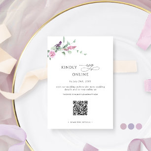 Chic Joyful Pastel Floral  RSVP Online, QR Code  Enclosure Card