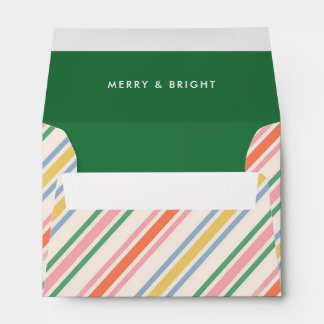 Chic Joyful Stripes Christmas Holiday Envelope