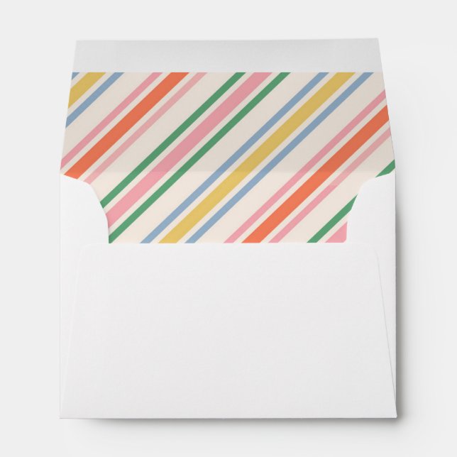 Chic Joyful Stripes Christmas Holiday Envelope (Back (Bottom))