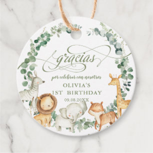 Chic Jungle Animals Greenery Birthday Baby Shower Favour Tags