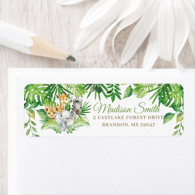 Chic Jungle Animals Greenery Return Address   (Insitu)