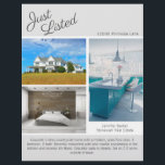 Chic Just Listed Real Estate 2 Sided Grey Template Flyer<br><div class="desc">Showcase your listing on this chic two sided real estate flyer with light grey accents. Send out these classy flyers to potential homebuying clients in your realty area. Customize with your real estate company name and contact details on the back. Draw new customers in by showing these Just Listed home...</div>