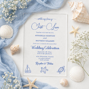 Chic Just Love Hand Drawn Sea Life Wedding Acrylic Invitations