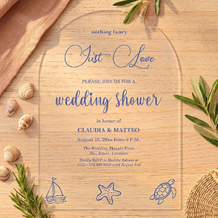 Chic Just Love Sea Life Wedding Shower Acrylic Invitations