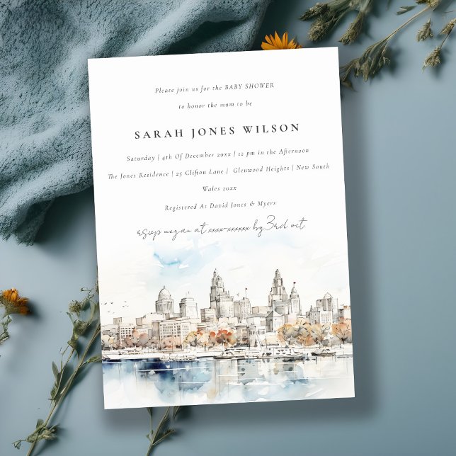 Chic Kansas City Missouri Watercolor Baby Shower Invitation (Creator Uploaded)