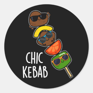 Chic Kebab Funny Shish Kebab Pun Dark BG Classic Round Sticker