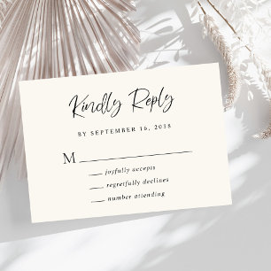Chic Kindly Reply Cream Wedding RSVP Card