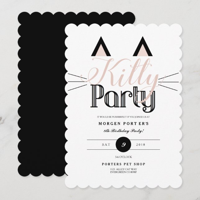 Chic Kitty Birthday Party Invitation (Front/Back)