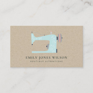 CHIC KRAFT AQUA BLUE PINK SEWING MACHINE TAILOR BUSINESS CARD