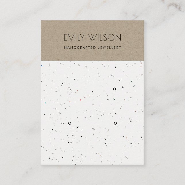 CHIC KRAFT WHITE TERRAZZO 2 EARRING DISPLAY LOGO BUSINESS CARD (Front)