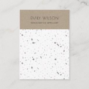 CHIC KRAFT WHITE TERRAZZO 2 EARRING DISPLAY LOGO BUSINESS CARD