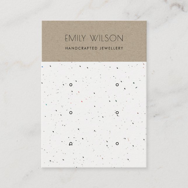 CHIC KRAFT WHITE TERRAZZO 3 EARRING DISPLAY LOGO BUSINESS CARD (Front)