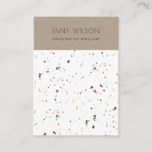 CHIC KRAFT WHITE TERRAZZO 3 EARRING DISPLAY LOGO BUSINESS CARD