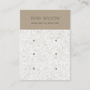 CHIC KRAFT WHITE TERRAZZO 3 EARRING DISPLAY LOGO BUSINESS CARD