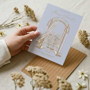 Chic La Dolce Vita Hand Doodle Sketch Venice Italy Save The Date