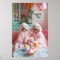 Chic Labradoodles in Pink Lounge