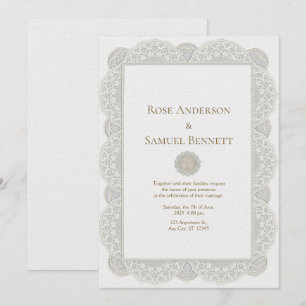 Chic Lace Floral Wedding Invitation