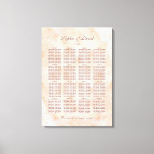 Chic Lace Roses Old Paper Wedding Seating Chart Canvas Print