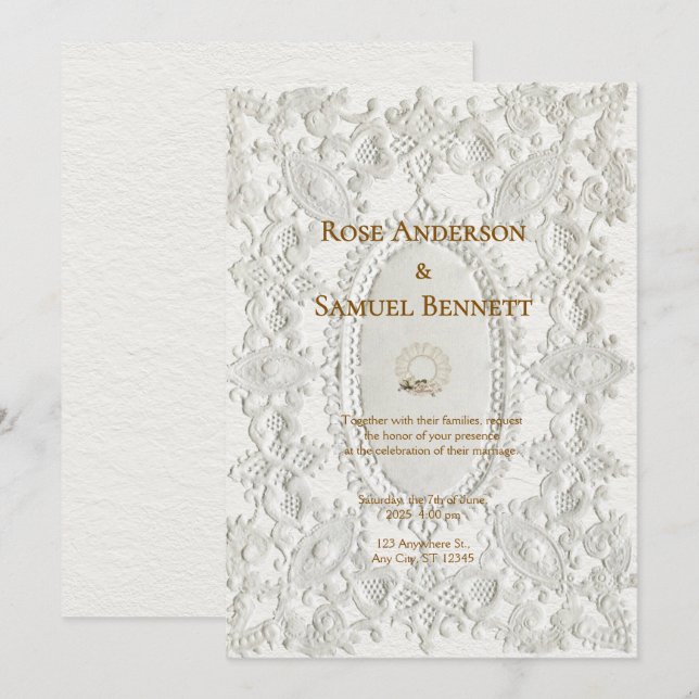 Chic Lace Vintage Wedding Invitation (Front/Back)