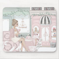 Chic Ladies French Bakery Tea Shop Watercolor