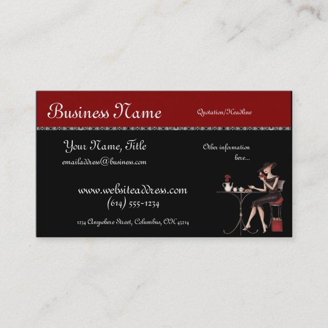 Chic Lady at the Cafe Business Cards (Front)