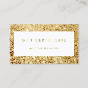 Chic Large Gold Glitter Gift Certificate Card