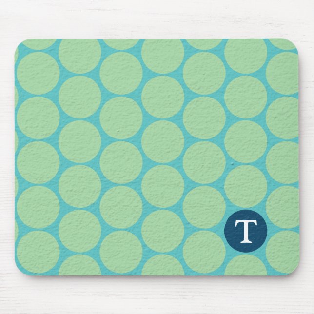 Chic Large Teal Green Polka Dots Mouse Mat (Front)