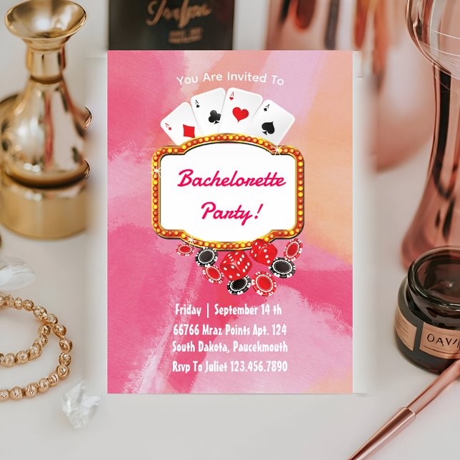 chic Las Vegas pink bachelorette party weekend Invitation (Creator Uploaded)