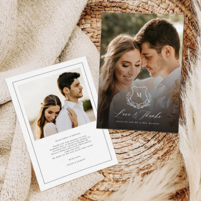 Chic Laurel Love & Thanks Wedding Thank You Card (Creator Uploaded)