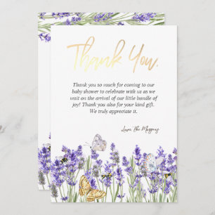 Chic Lavander Butterflies Botanical Thank You Card