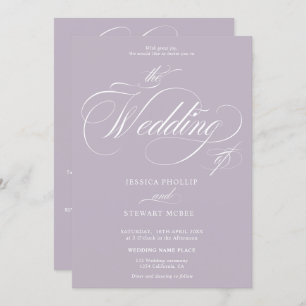 Chic lavender all in one calligraphy wedding invitation