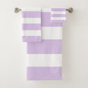 Chic Lavender and White Stripes Bath Towel Set