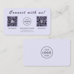 Chic Lavender Dual QR Code Multi Social Business Card