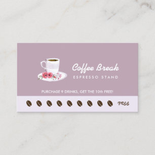 Chic Lavender Floral Coffee Stand Loyalty Punch