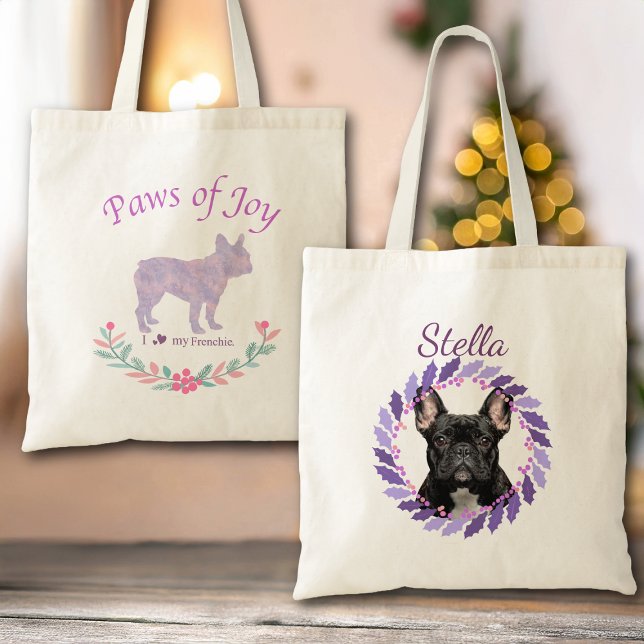 Chic Lavender French Bulldog | Custom Christmas Tote Bag (Creator Uploaded)