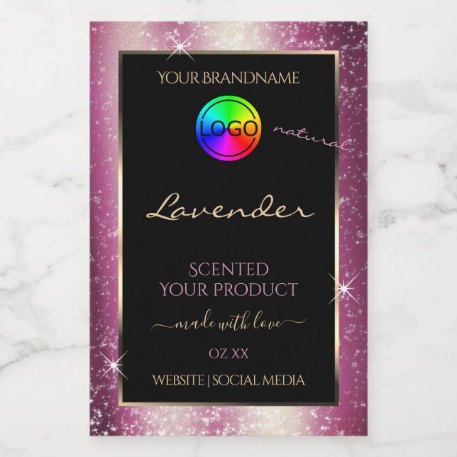 Chic Lavender Glitter Frame Product Label and Logo (Single Label)