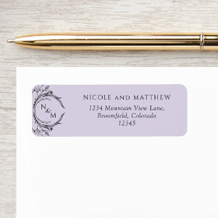 Chic Lavender Monogram Wedding Return Address
