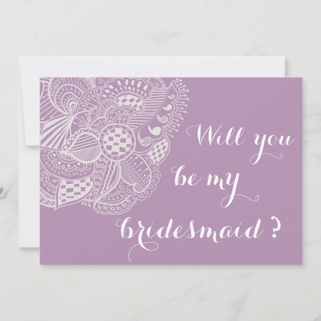 Chic Lavender Paisley Will You Be My Bridesmaid Invitation (Front)