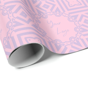 Chic Lavender Pink Stripe Custom Business Logo  Wrapping Paper