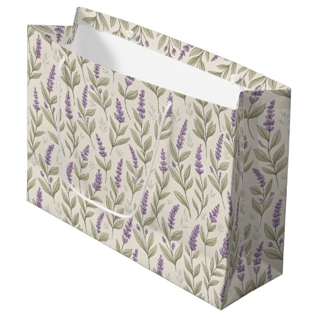 Chic Lavender Print Large Gift Bag (Front Angled)