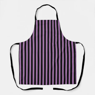 Chic Lavender Purple and Black Vertical Stripes Apron