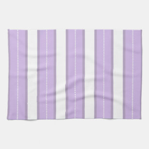 Chic Lavender Purple And White Stripes Pattern Tea Towel