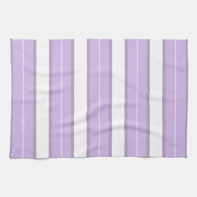Chic Lavender Purple And White Stripes Pattern Tea Towel (Horizontal)