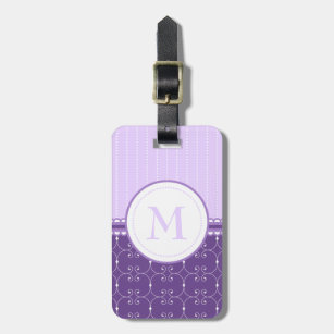 Chic Lavender Purple Custom Monogram Pattern Luggage Tag
