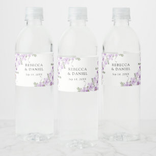 Chic Lavender Wedding Water Bottle Label