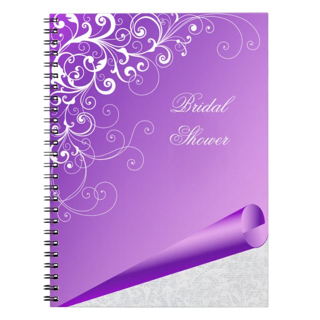 Chic Lavender & White Flourish Custom Notebook (Front)