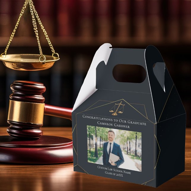 Chic Law School Photo Black Graduation Party Favour Box (Creator Uploaded)