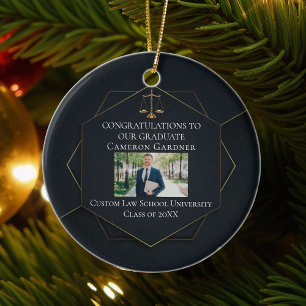 Chic Law School Photo Graduation Christmas Ceramic Tree Decoration