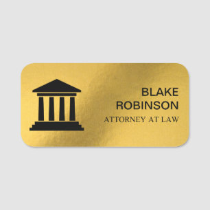 Chic lawyer court logo gradient gold name tag